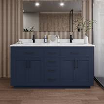 Dark Blue / Carrara Cultured Marble Top / Matte Black Hardware