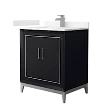 Black / Carrara Cultured Marble Top / Brushed Nickel Hardware