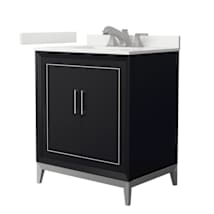 Black / White Quartz Top / Brushed Nickel Hardware
