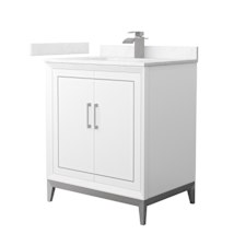 White / Carrara Cultured Marble Top / Brushed Nickel Hardware