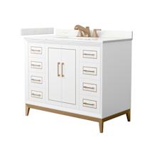 White / Giotto Quartz Top / Satin Bronze Hardware