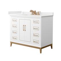 White / White Quartz Top / Satin Bronze Hardware