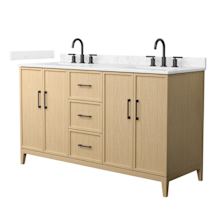 White Oak / Carrara Cultured Marble Top / Matte Black Hardware