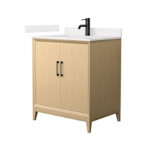 White Oak / Carrara Cultured Marble Top / Matte Black Hardware