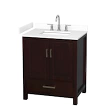 Espresso / White Cultured Marble Top / Brushed Chrome Hardware