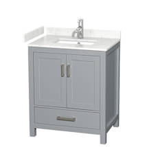 Gray / Carrara Cultured Marble Top / Brushed Chrome Hardware