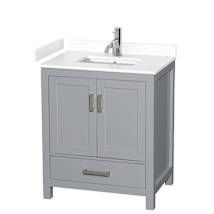 Gray / White Cultured Marble Top / Brushed Chrome Hardware