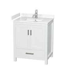 White / Carrara Cultured Marble Top / Brushed Chrome Hardware