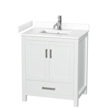 White / White Cultured Marble Top / Brushed Chrome Hardware