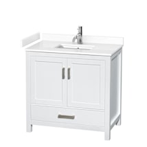 White / White Cultured Marble Top / Brushed Chrome Hardware
