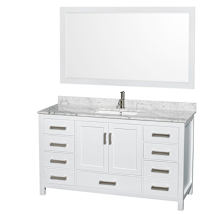 White / White Carrara Marble Top / Brushed Chrome Hardware