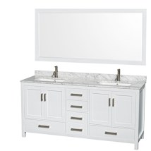 White / White Carrara Marble Top / Brushed Chrome Hardware