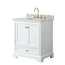 White / White Carrara Marble Top / Brushed Gold Hardware