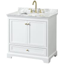 White / White Carrara Marble Top / Brushed Gold Hardware