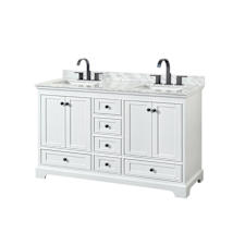 White / White Carrara Marble Top / Matte Black Hardware