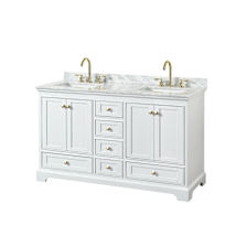 White / White Carrara Marble Top / Brushed Gold Hardware