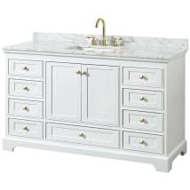 White / White Carrara Marble Top / Brushed Gold Hardware