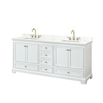 White / Giotto Quartz Top / Brushed Gold Hardware