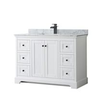 White / White Carrara Marble Top / Matte Black Hardware