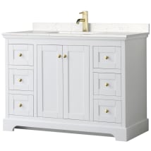 White / Carrara Cultured Marble Top / Brushed Gold Hardware