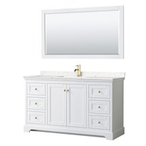 White / Carrara Cultured Marble Top / Brushed Gold Hardware