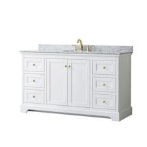 White / White Carrara Marble Top / Brushed Gold Hardware