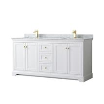 White / White Carrara Marble Top / Brushed Gold Hardware