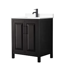 Dark Espresso / White Cultured Marble Top / Matte Black Hardware