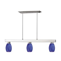 Brushed Nickel / Blue Glass