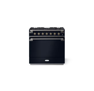Elise 36 Dual Fuel Gloss Black with Brass Knobs