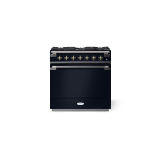 Elise 36 Dual Fuel Gloss Black with Polished Brass Knobs
