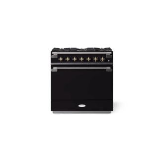 Elise 36 Dual Fuel Matte Black with Brass Knobs