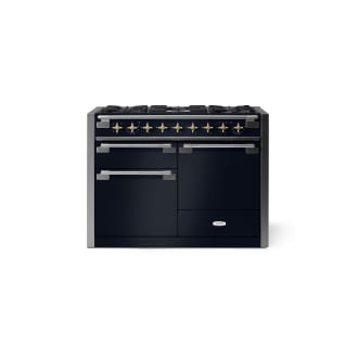 Elise 48 Dual Fuel Gloss Black with Polished Brass Knobs