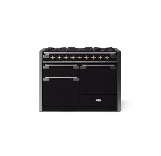 Elise 48 Dual Fuel Matte Black with Brass Knobs