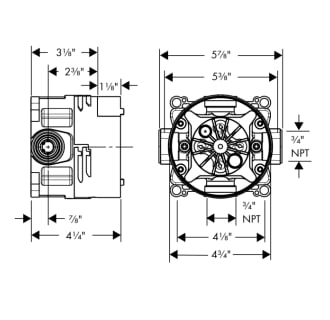 Axor-AXSO-Montreux-T11-Hansgrohe-AXSO-Montreux-T11-iBox Universal Rough-In Valve Dimensional Drawing