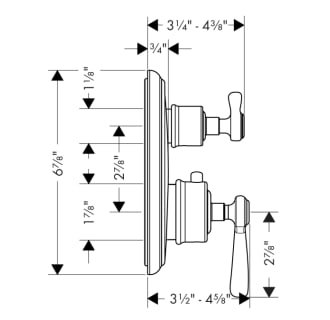 Axor-AXSO-Montreux-T11-Hansgrohe-AXSO-Montreux-T11-Thermostatic Valve Trim with Volume Control Dimensional Drawing