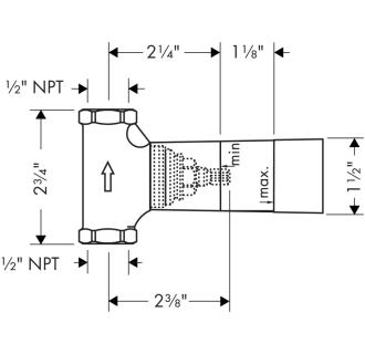 Axor-AXSO-Uno-T11-Hansgrohe-AXSO-Uno-T11-Volume Control Rough-In Valve Dimensional Drawing