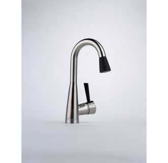 Installed Faucet in Stainless Steel with Black Accents