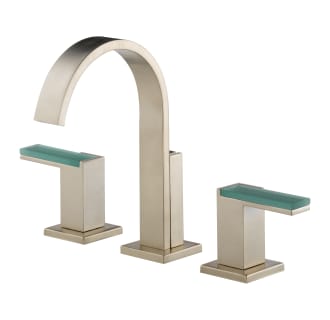 Brizo-65380LF-LHP-Faucet in Brilliance Brushed Nickel with Green Glass Insert Lever Handles