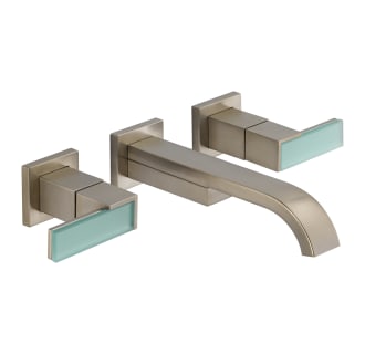 Brizo-65880LF-LHP-Installed Faucet in Brilliance Brushed Nickel with Green Glass Insert Lever Handles