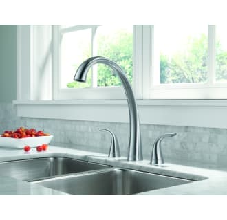 Delta-2480-DST-Installed Faucet in Arctic Stainless