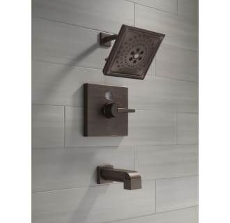 Delta-T14001-T2O-LHP-Installed Tub and Shower Trim in Venetian Bronze