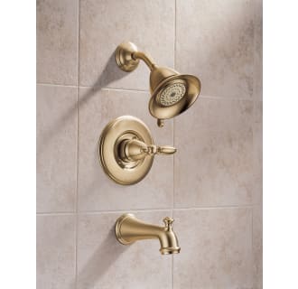 Delta-T14455LHP-Installed Tub and Shower Trim in Champagne Bronze
