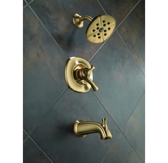 Delta-T17492-Installed Tub and Shower Trim in Champagne Bronze