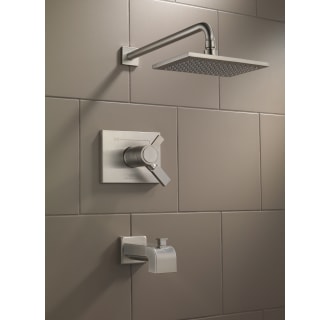 Delta-T17T453-Installed Tub and Shower Trim in Brilliance Stainless