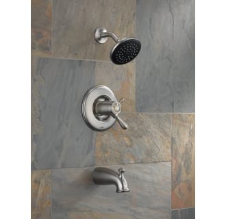 Delta-T17T478-Installed Tub and Shower Trim in Brilliance Stainless