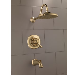 Delta-T17T492-Installed Tub and Shower Trim in Champagne Bronze