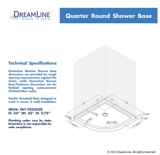 Dreamline-DLT-7033330-Shower Pan Dimensions