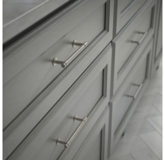 Satin Nickel Hardware on Gray Cabinetry
