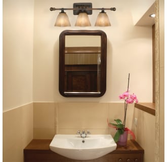 3 Light Bathroom Fixture Golden Bronze Finish Installed View